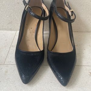 Ann Taylor Black Heels with Faux Fur